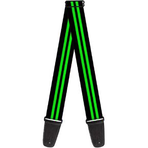 Buckle-Down Guitar Strap Stripe Black Green 2 Inches Wide