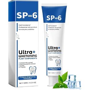 Sp-6 Ultra Whitening, Sp 6 Toothpaste, Ultra Whitening Toothpaste Sp - 6, Probiotic Brightening Toothpaste,Deep Cleaning Care Toothpaste,Fresh Breath (120G)