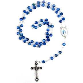 Surakey Handmade Wooden Catholic Rosaries Necklace, Wood Christian Prayer Beads Holy Soil Medal & Cross, Catholic Wooden Rosary Rosary Beads Handmade for Men Women