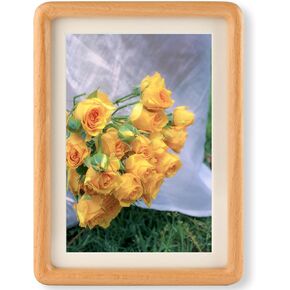 إطار صورة Recuerdos مقاس 5x7 من خشب الزان الطبيعي، إطار مقاس 5x7 مع حصيرة مقاس 4x6 للتركيب على الحائط أو عرض الطاولة