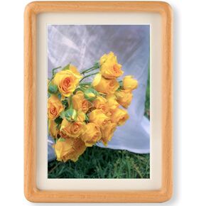 Recuerdos 4x6 Picture Frame in Natural Beech Wood, Rectangular 4x6 Frame with 3.5x5 Mat for Wall Mount or Tabletop Display