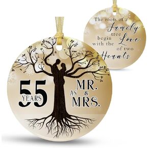 65th Anniversary Wedding Ornament 2024 Christmas Hanging for Couple,65 Years as Mr and Mrs Presents,Xmas Wedding Gift for Parents,Ornament for 65th Husband&Wife Married (2.9")