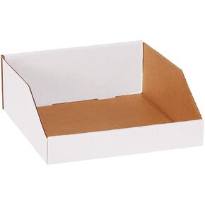 BFBINMT121214 Open Top Bin Boxes, 12" x 12" x 4 1/2", White (Pack of 50)