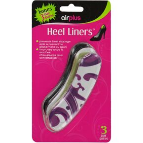 Airplus Fashion Print Heel Liner Shoe Cushion Liner for Comfort and Pain Relief, Womens, 3-Pair