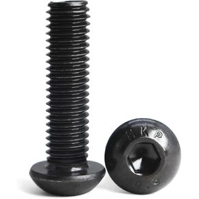 M8 x 80mm Button Head Socket Cap Screws Bolts, 10.9 Grade Alloy Steel, Black Oxide Finish, Metric Allen Hex Drive, Fully Threaded, 10PCS
