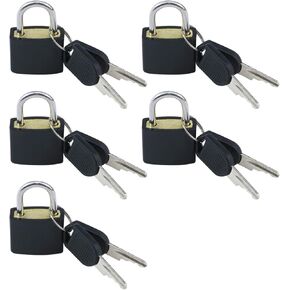 Dnyta 5 Pack Black Mini Padlocks with Keys Small Locks for Schoolbag Suitcase Backpack Luggage