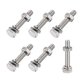 Hex Head Screws Bolts, Nuts, Flat & Lock Washers Kits (M6x70mm) 6Sets, 304 Stainless Steel Assortment Kit - for Home Appliance