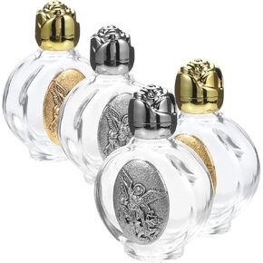 4Pcs Embossed holy Water Bottle Wedding Favors House Decorations for Home Girls Water Bottles Baptism Decorations Baptism Christian Holy Water Bottle Tiny Water Bottles Alloy