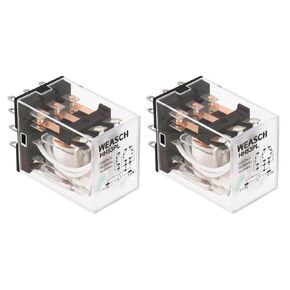 2Pcs Electromagnetic Power Relay, HH53PL, DC 12V Coil, 3P3T 3NO 3NC, 5A 11 Pins, with LED Indicator Light (2)