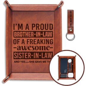 INNObeta Brother-in-Law Gifts Valet Tray, Desktop Storage Organizer PU Leather Bedside Tray Key Coin Holder for Brother-in-Law, Perfect for Birthday, Christmas