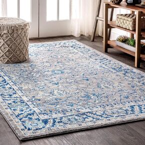 JONATHAN Y MDP204A-28 Modern Boho Floral رمادي/كحلي 2 قدم × 8 قدم سجادة عداء، بوهيمي، سهلة التنظيف، للسرير، المطبخ، غرف المعيشة، غير تساقط، رمادي، كحلي