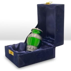 Small Urns Mini urns Small Cremation Urn in Green & Black Funeral Urn for Pet or Human Ashes urn for Memories Miniature urn Funeral Small Urn Decorative urns Mini URNS with Velvet Box