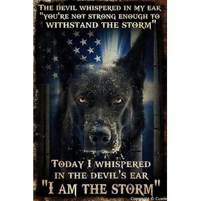 Cusde Funny Metal Tin Sign Black Dog The Devil Whispered In My Ear I Am The Storm Retro Tin Signs Office Restaurant Farm Bathroom Farm Wall Decoration Iron Metal Plate 8x12 Inch