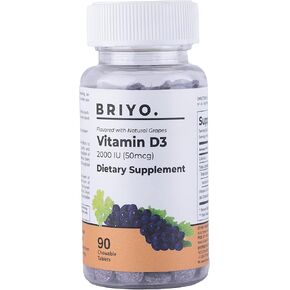 Vitamin d3 chewable Tablet - 2000 IU (50 mcg Per Serving) - Delicious Natural Grape Flavor, 90 Count