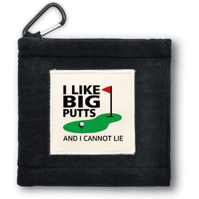 I Like Big Putts Portable Microfiber Double Layer Pocket Golf Towel with Clip, Funny Golf Towel for Men Dad, Golf Accessories for Men Dad, Funny for Golf Fan