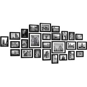 26 Pieces Picture Frames Set Collage Photo Frames Wall Gallery Kit for Wall and Home, Two in 8X10, Five in 5X7, Seven in 4X6, Twelve in 3.5X5 in Black White (Black)