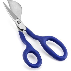 QWORK Duckbill Shears, 7 in Duckbill Applique Scissors, for Carpet Pile, Carpet Punch - Blue