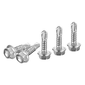 #12x2-1/2 Hex Washer Head Self Drilling Screws - 100Pack - Good for Machine - 410 Stainless Steel - Self Tapping Sheet Metal Screws