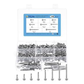 350Pcs #8 Hex Washer Head Self Drilling Screws Kit - 1/2", 5/8", 3/4", 1", 1-1/4" 410 Stainless Steel Self Tapping Sheet Metal Screw Assortment - Good for Metal