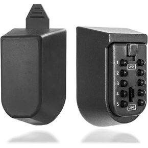 صندوق أمان خارجي مثبت على الحائط مع قفل مجموعة زر ضغط، آمن للمفتاح الخارجي مع زر ضغط بغطاء مطاطي (أسود، 105 × 65 × 48 مم) in Kuwait