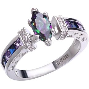 Magtherapy Quartz Slimming Ring, Moissanite Torina Crystal-Quartz Ionix Ring Heathcryt Lymph Drainage Therapy Rings Multicolor Marquise Cut Cubic Zirconia Inlaid Finger Ring Jewelry for Women Men