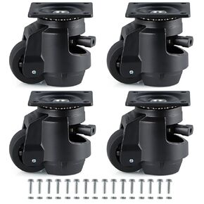 4 Pack Leveling Casters, Retractable Leveling Machine Casters with Ratchet Handle, Heavy Duty Leveling Casters for Workbench, Total Load Capacity 3300 Lbs
