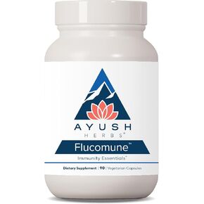 Ayush Herbs Flucomune, Ayurvedic Herbal Blend for Immune and Sinus Support, Natural Amla and Holy Basil Supplement, 90 Vegetarian Capsules