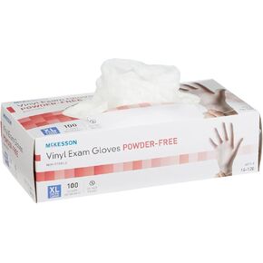 McKesson Vinyl Exam Gloves, Non-Sterile, Powder-Free, XL, 100 Count, 1 Box