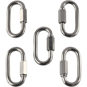 5 pcs Quick Links Stainless Steel Chain Links,304 Stainless Steel D Shape Locking,Chain Links Connector,Twist Key Ring Screw Chain Link for Hammock, Camping and Outdoor Equipment