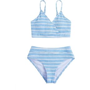Milumia Girl's Two Piece Swimsuit Striped Spaghetti Strap Wireless Bikini Set