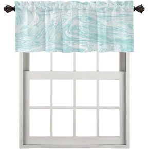 Marble White Gray Kitchen Valances Half Window Curtain, Marble White Gray Can Beautiful Creative Modern Blackout Decoration Window Valances Curtains Drapes for Kitchen Bedroom, 52 X 18 Inch