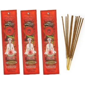 Prabhuji's Gifts Root Chakra Muladhara - Hand-Rolled Spiritual Incense Sticks - Chakra Incense Sticks - Aromatic Sticks - Stick Incense for Meditation - Grounding and Serenity - 3 packs of 10 sticks