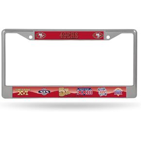 Rico Industries NFL Football San Francisco 49ers 5X Multi Champ 12" x 6" Chrome Frame with Decal Inserts - Car/Truck/SUV Automobile Accessory