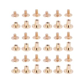 Healifty 30 Pcs Chicago Screws Metal Screw Posts Copper Nail Rivet Chicago Button Bookbinding Crafts Screws Harness Nail Rivets Leather Notebook Craft DIY 5mm, 6. 5mm, 8mm Golden