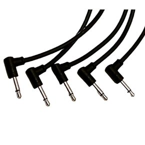 Luigis Modular M-PAR Right Angled Eurorack Patch Cables - Package of 5 Black Cables, 24" (60 cm)