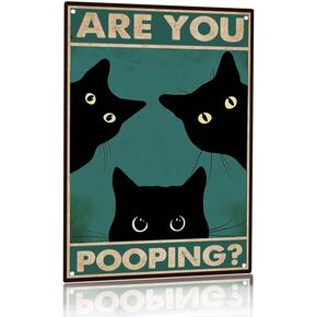 هل أنت أنبوب أسود القط الفن المرحاض ديكور مضحك كيتي القصدير علامة معدنية خمر جدار الرجعية للمنزل الحمام بار مزرعة لوحة 8x12 بوصة in Kuwait
