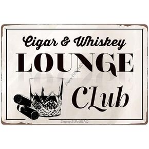 Funny Bar Tin Signs Decor - Whiskey and Cigars Retro Look Poster Metal Sign Accessories - Indoor Outdoor Man Cave Home Pub Garage Basement Vintage Wall Decorations 8x12 Inches - Father's Day Gift