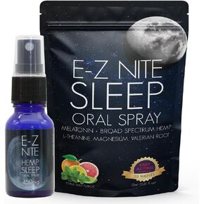 Hemp Sleep Spray with Melatonin L-Theanine Valerian Root Magnesium | Fast Acting Non-Habit Forming Non-GMO, Gluten Free, Natural Sleep Aid