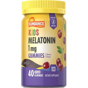 Sundance Kid's Melatonin Gummies 1mg | 40 Count | Cherry Flavor | Vegan, Non-GMO, and Gluten Free Supplement