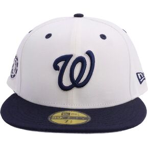 New Era MLB 59FIFTY Cooperstown Authentic Collection Chrome Fitted Hat (7 1/2, Washington Nationals White Black Cooperstown)