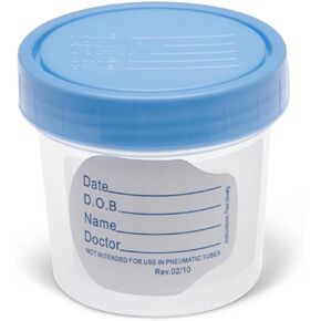 Medline Polypropylene Basic Specimen Container, Sterile, Leak-Resistant Design, 4 oz., Medical Grade Collection Cups, Pack of 100