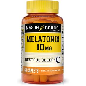 MASON NATURAL Melatonin 10 mg with B6 and Calcium - Natural Sleep Aid, Supports Healthy Sleep & Rest, 60 Caplets (Pack of 3)