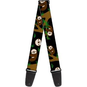 Buckle-Down Guitar Strap Sloth Face Hanging Black 2 Inches Wide