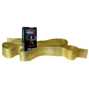 حزام مقاومة THERABAND CLX مع حلقات، حزام لياقة بدنية للتمرين المنزلي وتمارين الجسم بالكامل، معدات رياضية محمولة للتدريب المنزلي، هدية للرياضيين، شريط فردي بطول 5 أقدام، ذهبي، ماكس، النخبة