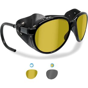 Bertoni Glacier Polarized Sunglasses for Mountain Hiking Trekking Ski mod Cortina Italy Shiny Black
