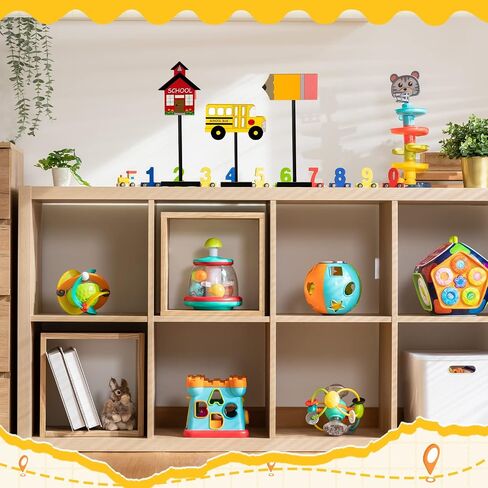 3 Pieces Back to School Wood Table Decor Farmhouse Wooden Pencil Bus House Tall Standing Rustic Wooden Centerpiece Back to School Table Topper Sign for Desk Classroom Home Decor in Saudi Arabia