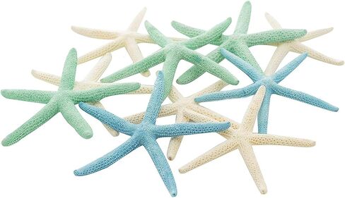 Starfish | White Finger Starfish 4"-6" | Home Decor - Art & Crafts | Plus Free Nautical E-Book by Joseph Rains (10 Pack White, Blue & Green) in Saudi Arabia
