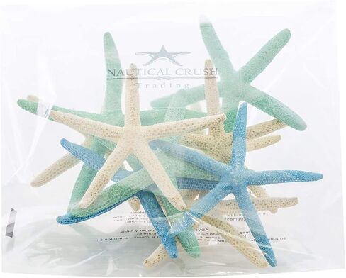 Starfish | White Finger Starfish 4"-6" | Home Decor - Art & Crafts | Plus Free Nautical E-Book by Joseph Rains (10 Pack White, Blue & Green) in Saudi Arabia