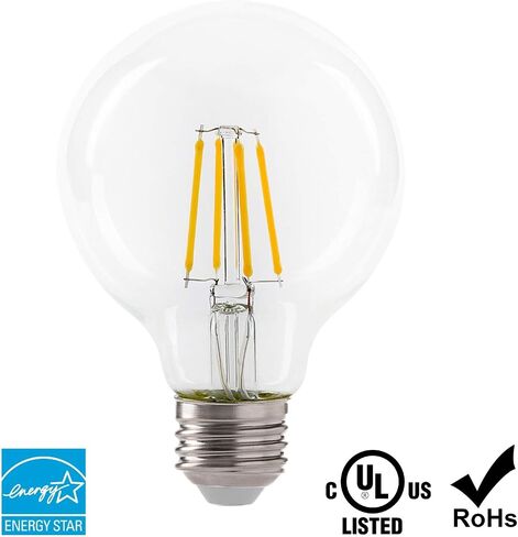 LED 4.5W G25 Clear Globe Filament Light Bulb, 40W Equivalent, 470 Lumens, 2700K Soft White, E26 Medium Base, Dimmable, 120V, Energy Star in Saudi Arabia