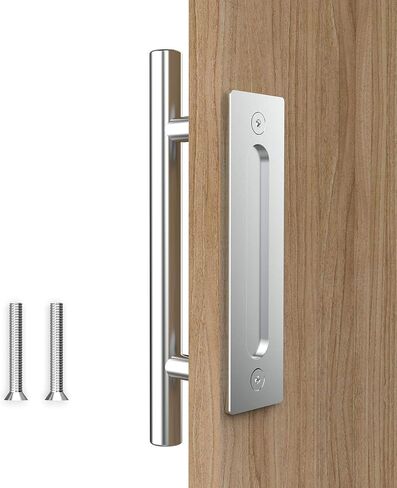 12 Inch Stainless Barn Door Handle Set | Stainless 12 inch Round Heavy Duty Solid 304 Stainless Gate Pull Handle | for Barn Door Gates Garages Sheds in Saudi Arabia